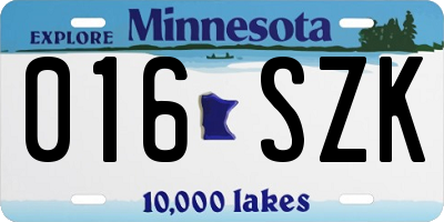 MN license plate 016SZK