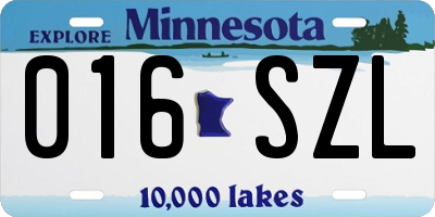 MN license plate 016SZL