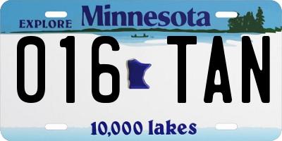 MN license plate 016TAN
