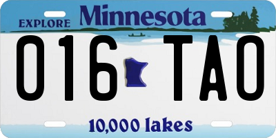 MN license plate 016TAO