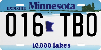 MN license plate 016TBO