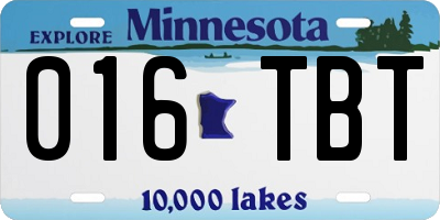 MN license plate 016TBT