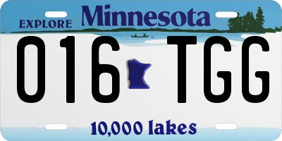 MN license plate 016TGG