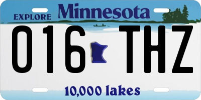 MN license plate 016THZ