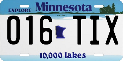 MN license plate 016TIX