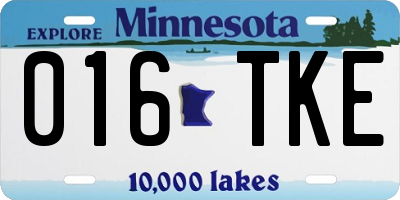 MN license plate 016TKE