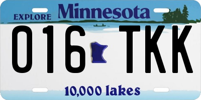 MN license plate 016TKK