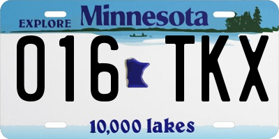 MN license plate 016TKX