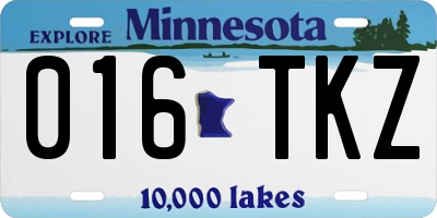 MN license plate 016TKZ