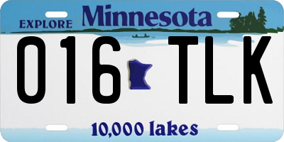 MN license plate 016TLK