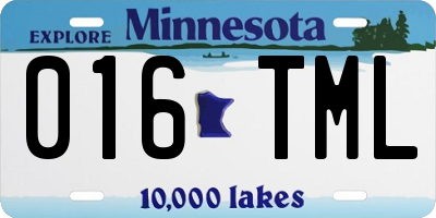 MN license plate 016TML