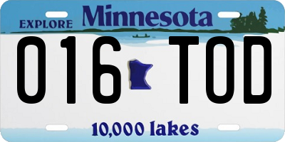 MN license plate 016TOD