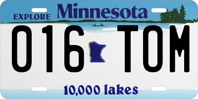 MN license plate 016TOM