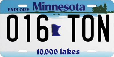 MN license plate 016TON
