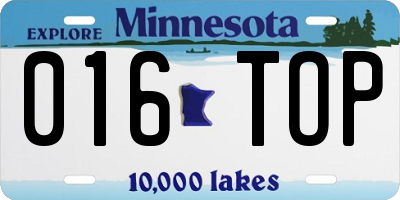 MN license plate 016TOP