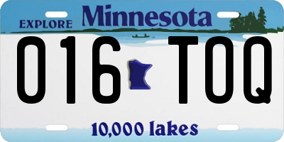 MN license plate 016TOQ