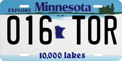 MN license plate 016TOR