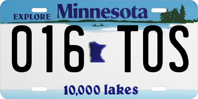 MN license plate 016TOS