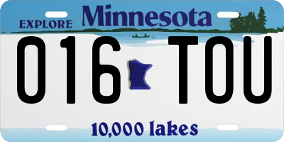 MN license plate 016TOU