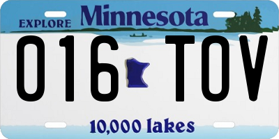 MN license plate 016TOV
