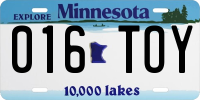 MN license plate 016TOY