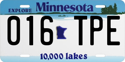 MN license plate 016TPE
