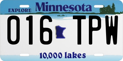MN license plate 016TPW