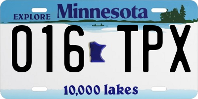 MN license plate 016TPX