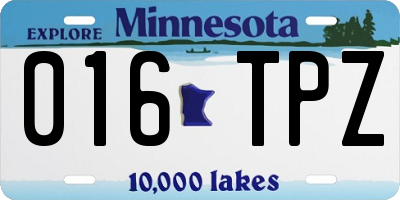 MN license plate 016TPZ