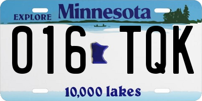 MN license plate 016TQK