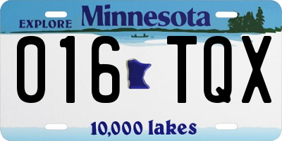MN license plate 016TQX