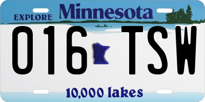 MN license plate 016TSW