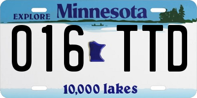 MN license plate 016TTD