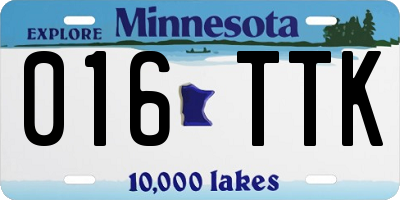 MN license plate 016TTK