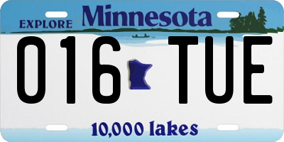 MN license plate 016TUE