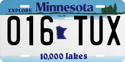 MN license plate 016TUX