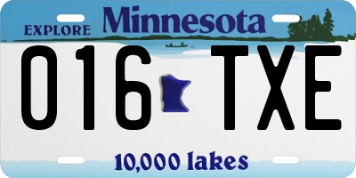 MN license plate 016TXE