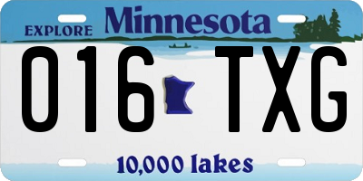 MN license plate 016TXG