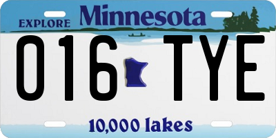 MN license plate 016TYE