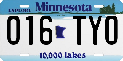 MN license plate 016TYO
