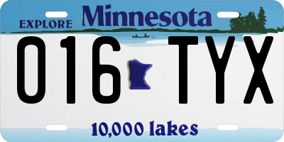MN license plate 016TYX