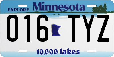 MN license plate 016TYZ