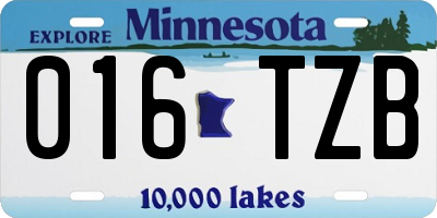 MN license plate 016TZB