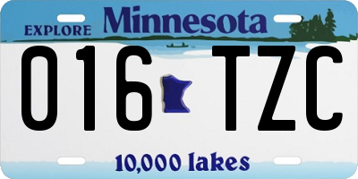 MN license plate 016TZC