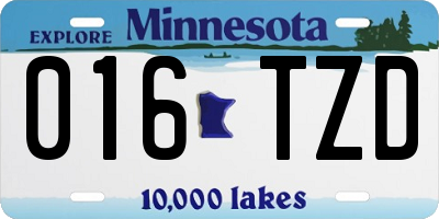 MN license plate 016TZD