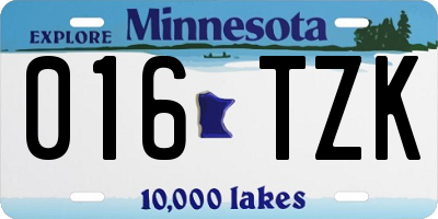 MN license plate 016TZK