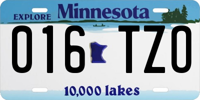 MN license plate 016TZO