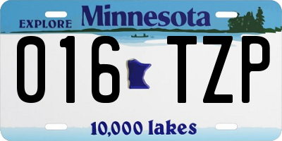MN license plate 016TZP