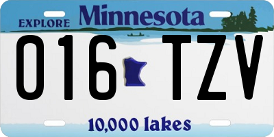 MN license plate 016TZV