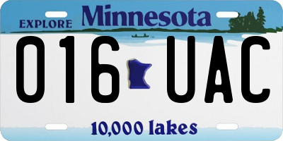 MN license plate 016UAC